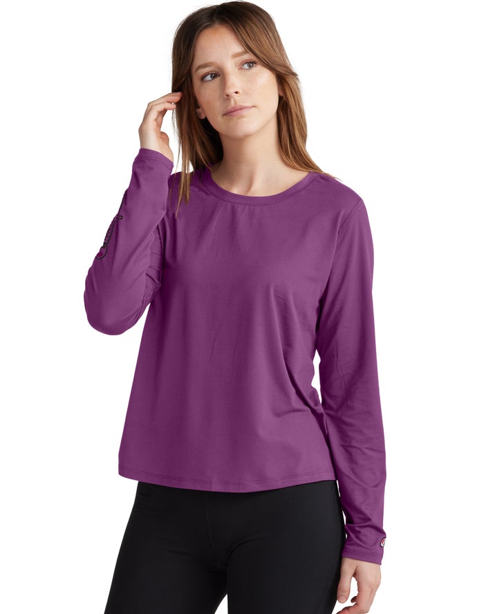 Camiseta Champion Mujer - Soft Touch Cutout Long-Sleeve ( Moradas Oscuro ) 4526903-WS